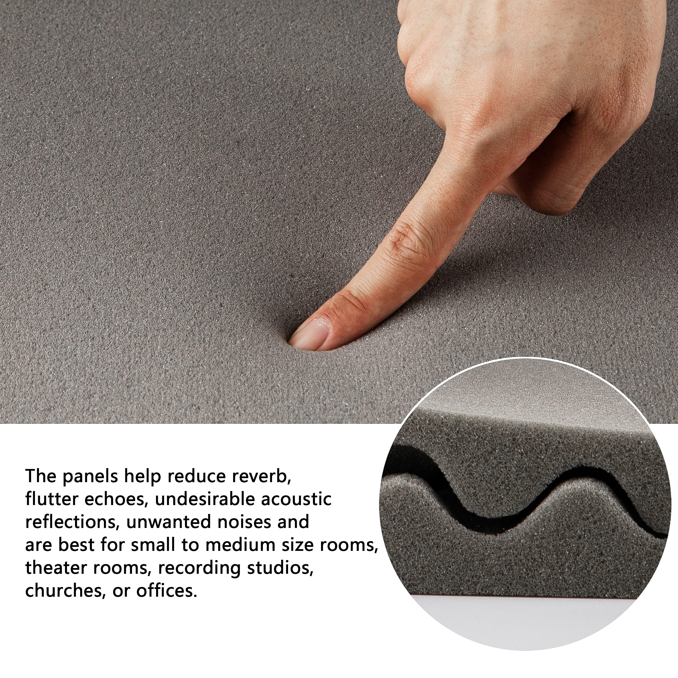 Sound Proof Foam Panels for Walls: 12 pcs Acoustic Foam Panels with Double Side Adhesive Sticker for Studio Recording Office Bed